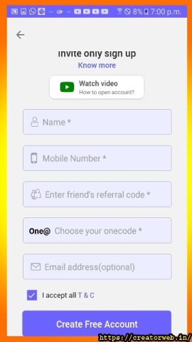One code Sign Up ०२ 
